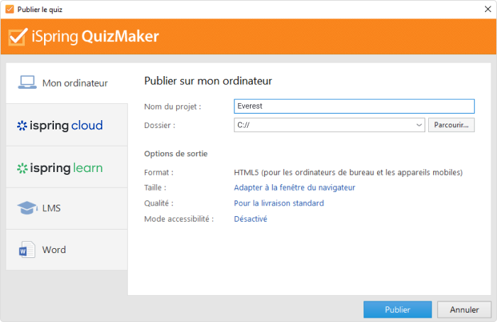 Publier le quiz Publier le quiz