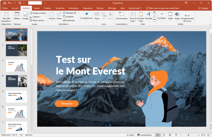 Créer la première page Créer la première page du quiz dans PowerPoint