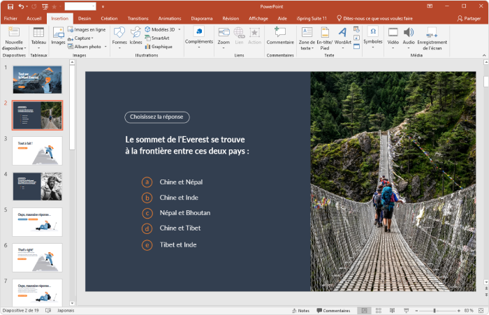 Création de la diapositive de réponse Création de la diapositive de réponse dans PowerPoint