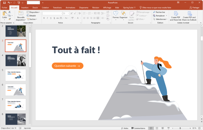 Créer la diapositive de la bonne réponse Créer la diapositive de la bonne réponse dans PowerPoint