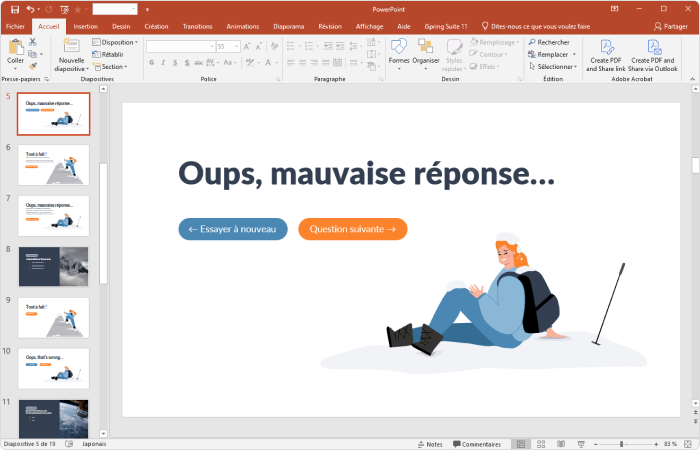 Créer la diapositive de la mauvaise réponse dans PowerPoint