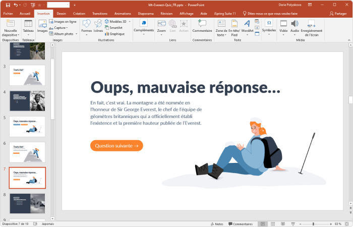 Création de la diapositive de feedback Création de la diapositive de feedback dans PowerPoint