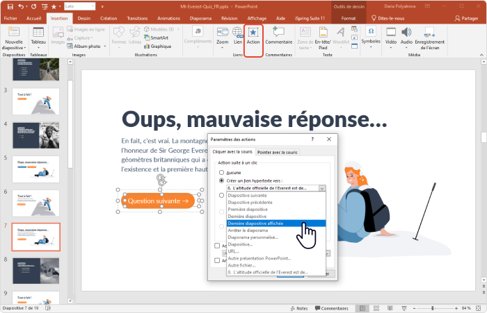 Ajouter la navigation Ajouter la navigation au quiz dans PowerPoint 3