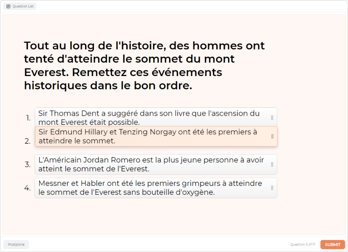 Question de séquence Question de séquence dans iSpring Suite
