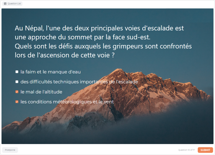 Question à réponses multiples Question à réponses multiples dans iSpring Suite