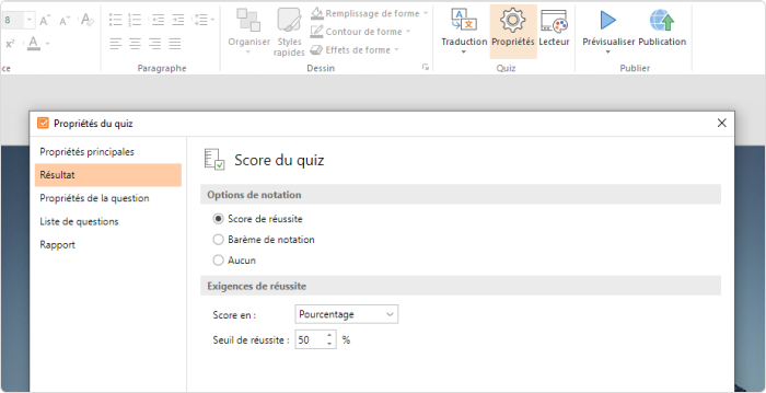 Notation Notation dans iSpring Suite