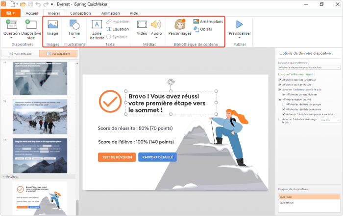 Personnaliser la diapositive finale Personnaliser la diapositive finale dans iSpring Suite