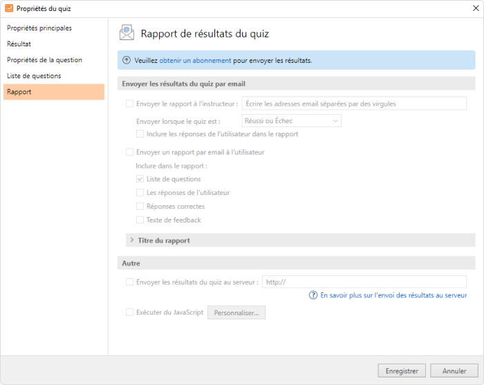 Rapport sur les résultats Rapport sur les résultats du quiz dans iSpring Suite