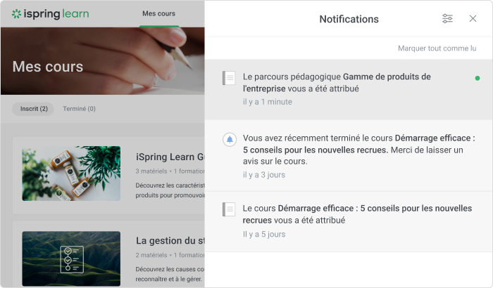 Objectifs atteints avec l'outil iSpring Learn