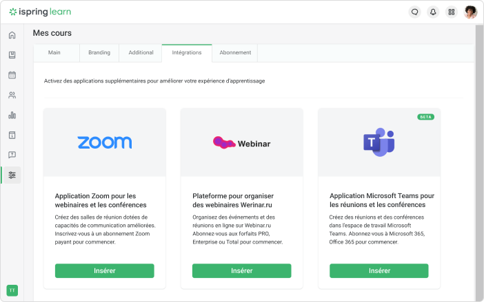 Intégrations des web conférences avec iSpring Learn