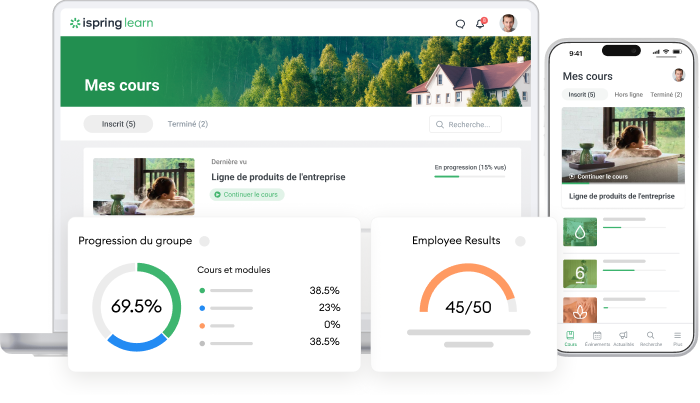 iSpring Learn LMS pour la gestion des connaissances