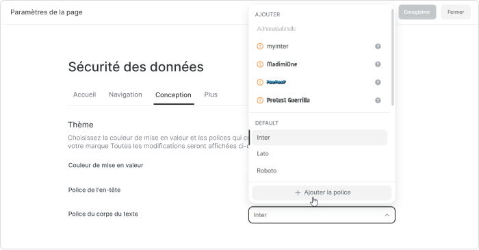 Upload des polices personnalisées Upload des polices personnalisées