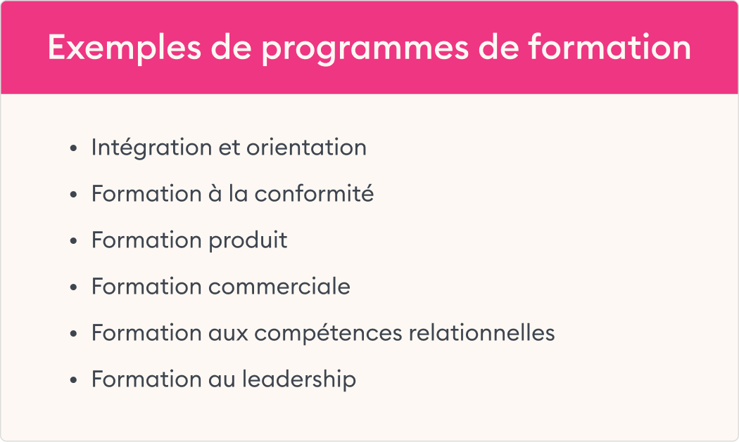 L'exemple des programmes de formation L'exemple des programmes de formation