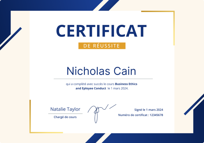 L'émission automatique de certificats dans iSpring Learn La montée en compétence des collaborateurs et des certificats