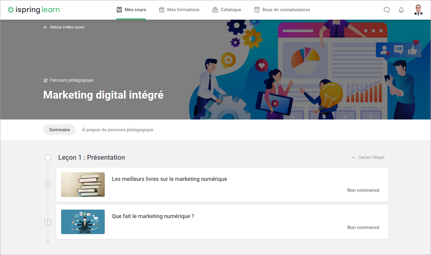 Parcours pédagogique dans iSpring Learn Parcours pédagogique pour monter en compétence