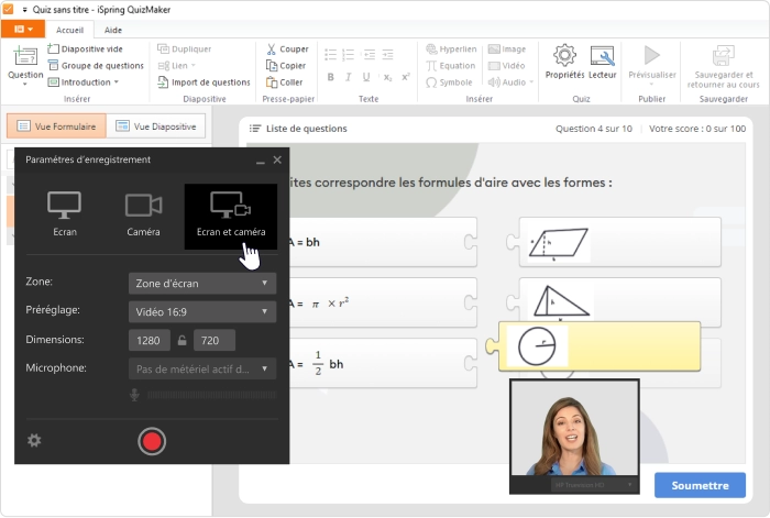 L'enregistrement d'écran interactif dans iSpring Suite Méthode pédagogique et l'enregistrement d'écran interactif