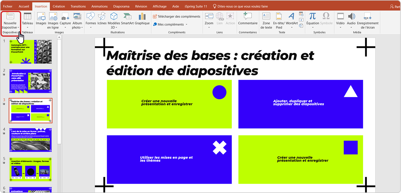 L’exemple de création d’un sommaire PowerPoint