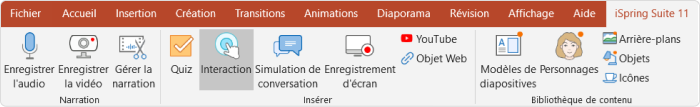 Cliquez sur l’onglet Interaction pour créer une frise chronologique en ligne