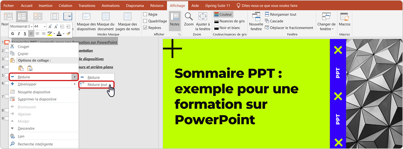 La création de sommaire de présentation dans PowerPoint