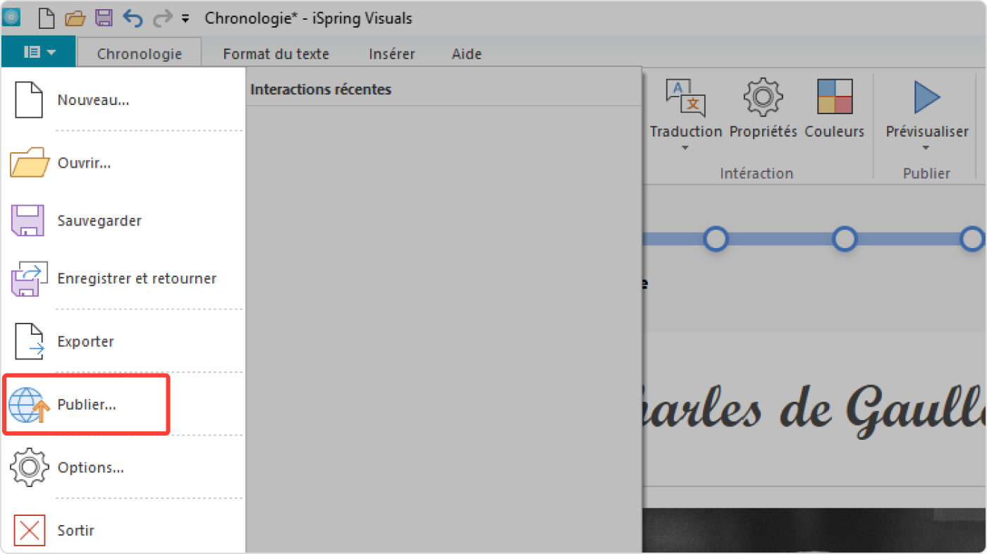 Publication d'une timeline en ligne