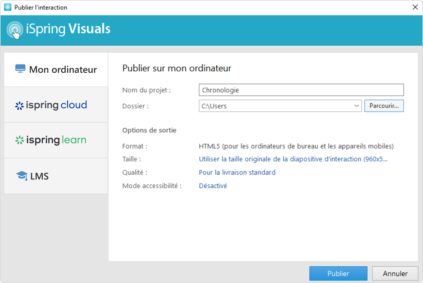 Publication d’une timeline en ligne sur l’ordinateur