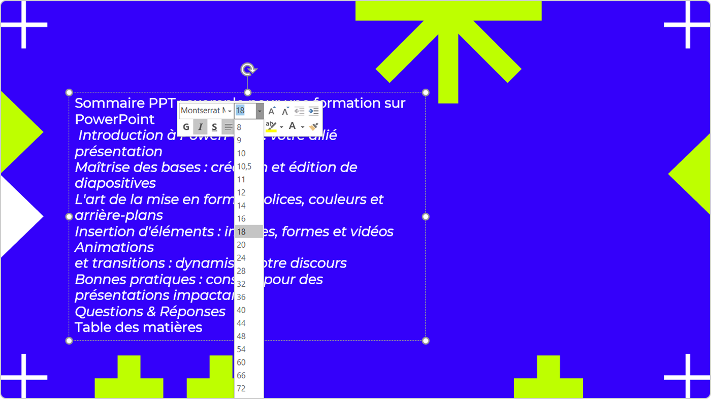 Le sommaire de présentation dans PowerPoint