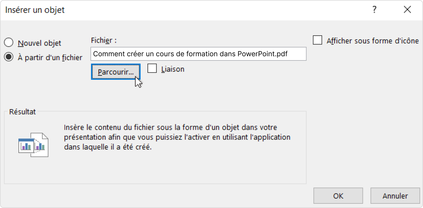 L'un des étapes qui aident à insérer un PDF dans PowerPoint 