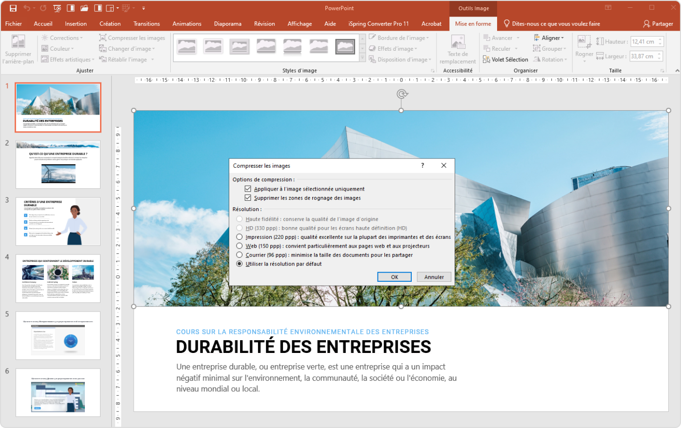 Compression des images pour compresser un PPT en ligne