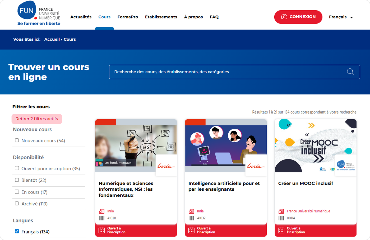 Plateforme de formation en ligne FUN MOOC