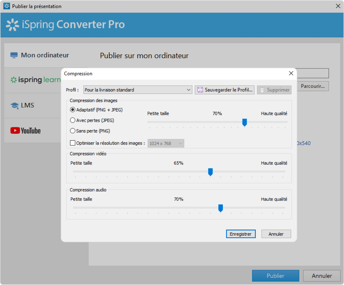 Ajuster le niveau de qualité pour compresser un PPT en ligne