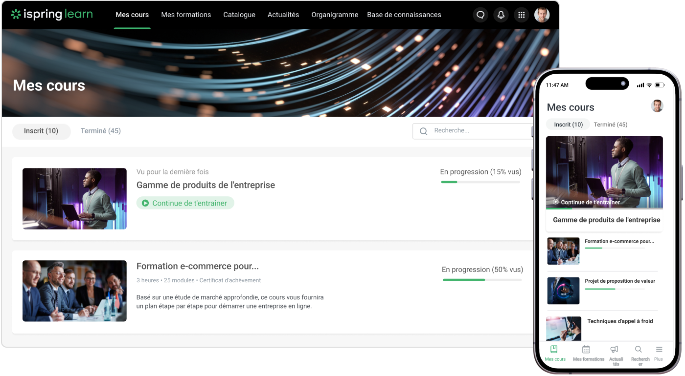 Mobile learning en entreprise avec iSpring LMS