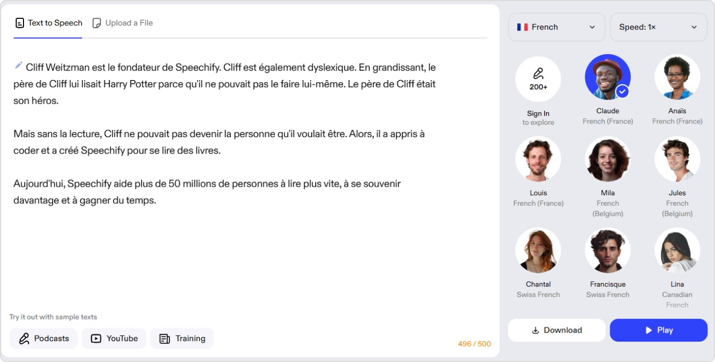 Speechify L’outil de text-to-speech français Speechify
