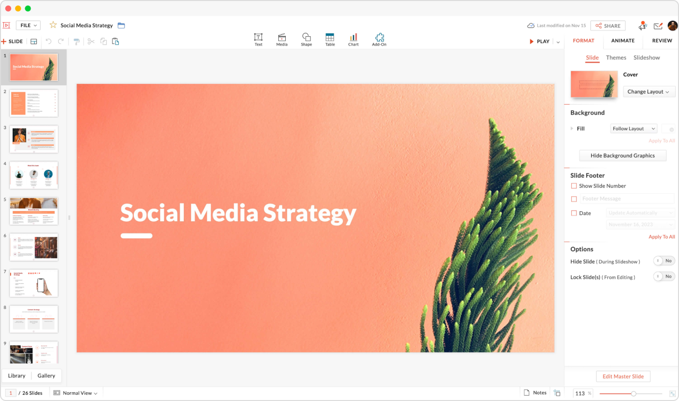 Équivalent à PowerPoint Zoho Show