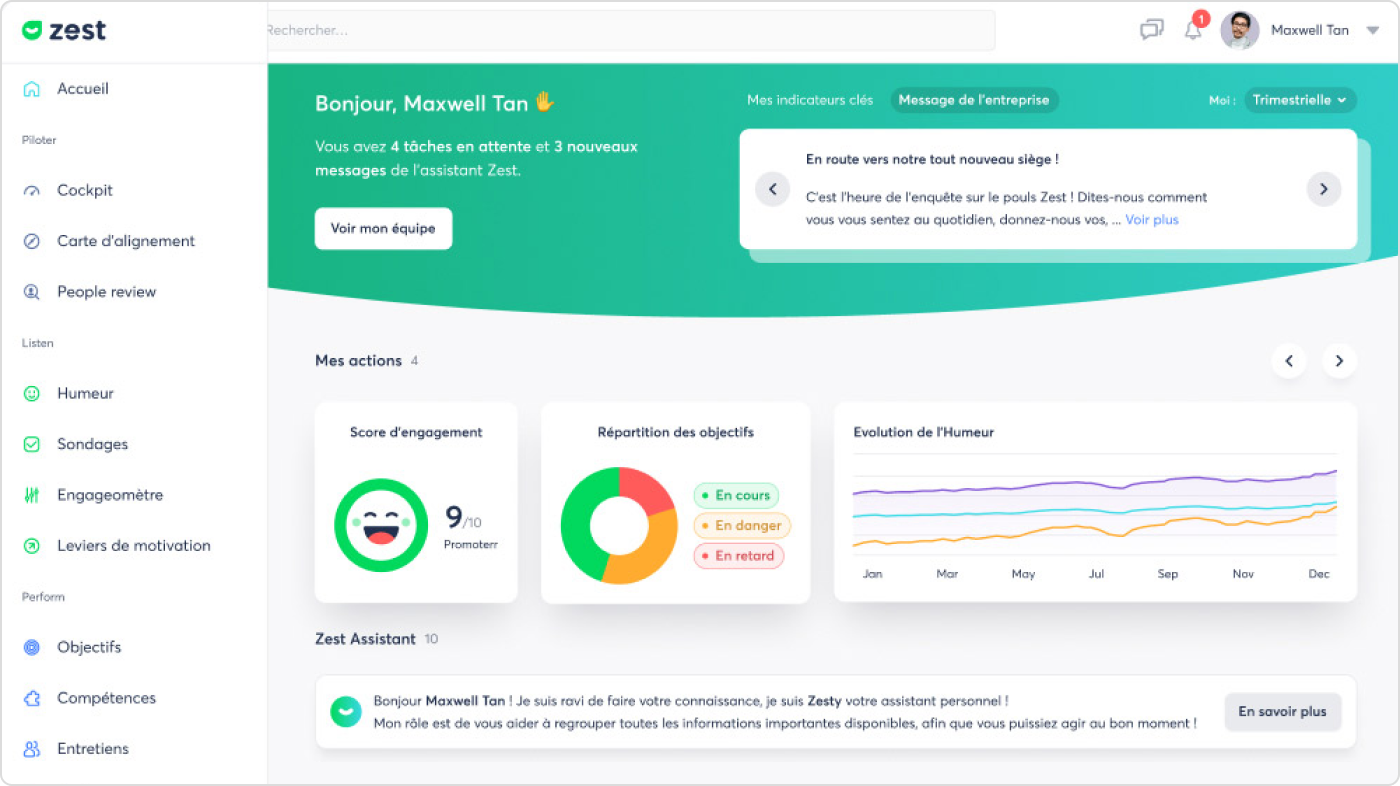 L'un des logiciels RH les plus utilisés est Zest