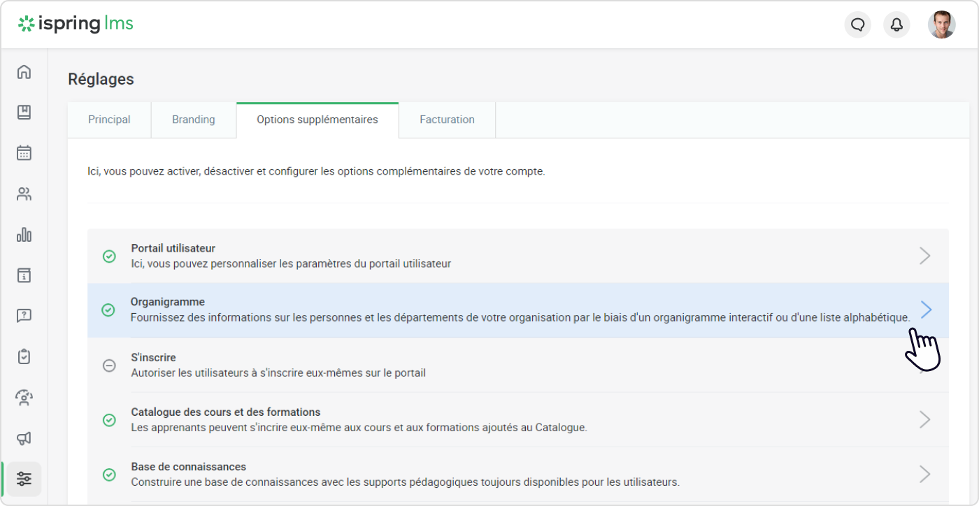 La création d’organigramme dans iSpring LMS La création d’organigramme d’entreprise hiérarchique