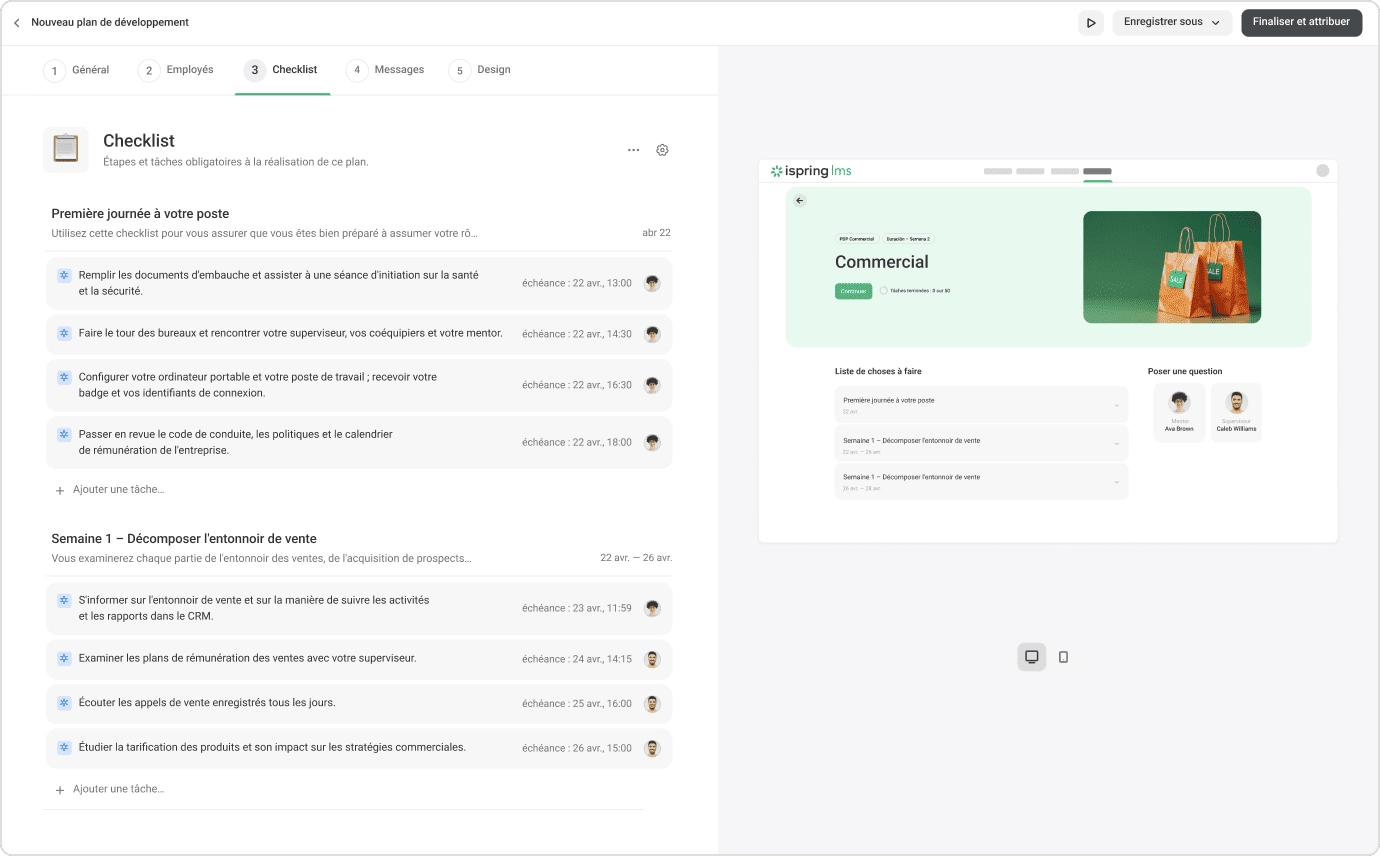 Plans de développement personnalisés dans iSpring LMS Plans de développement pour la gestion des talents en entreprise