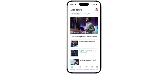 Application mobile iSpring LMS Logiciel d’onboarding RH iSpring LMS avec une application mobile