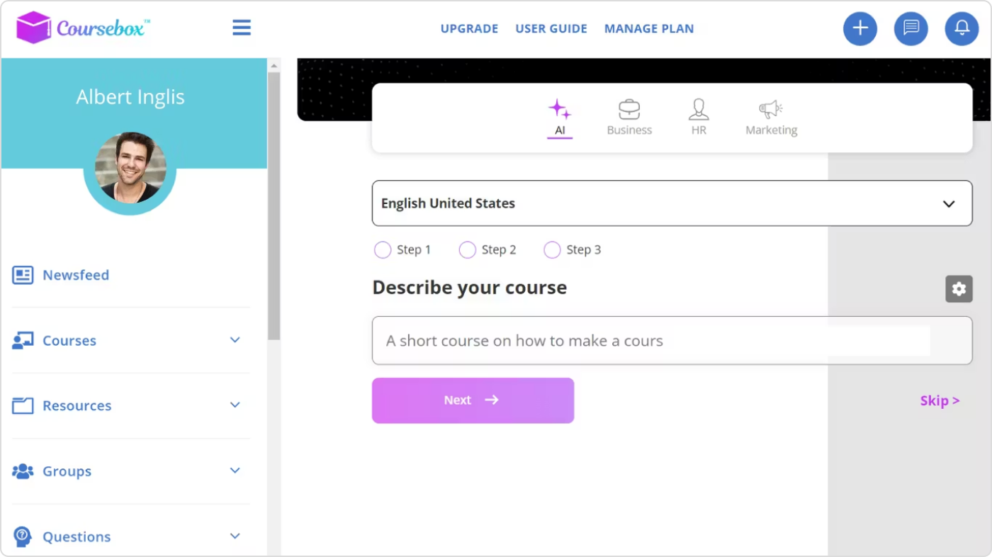 Coursebox Créer un quiz en ligne avec Coursebox