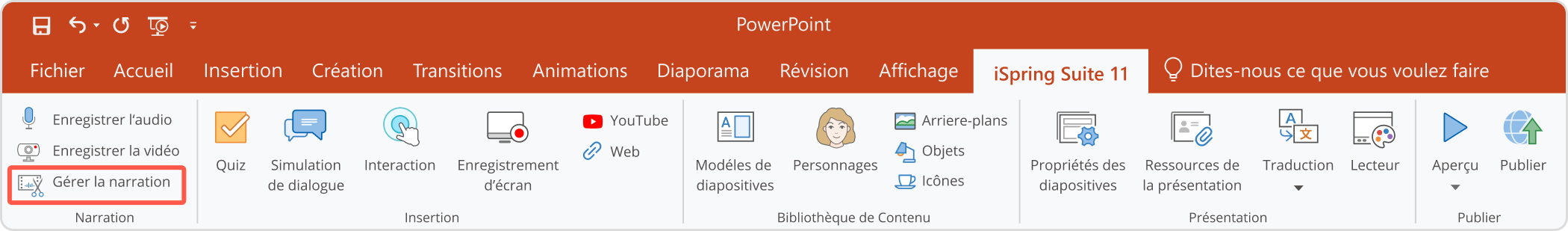 Gérer la narration dans iSpring Suite Gérer la narration du tutoriel vidéo dans iSpring Suite