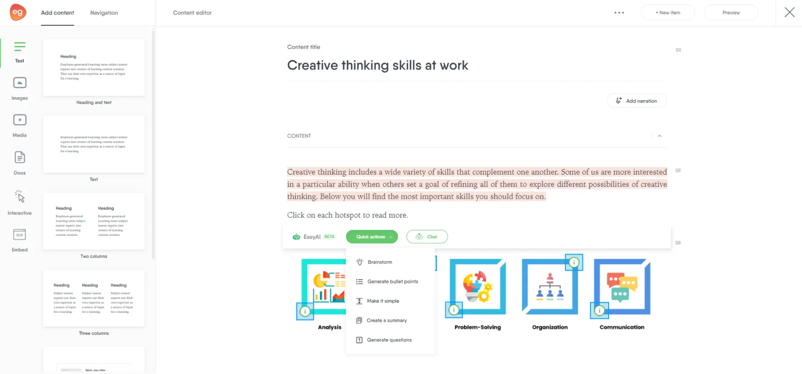 Easygenerator Logiciel de formation en ligne Easygenerator