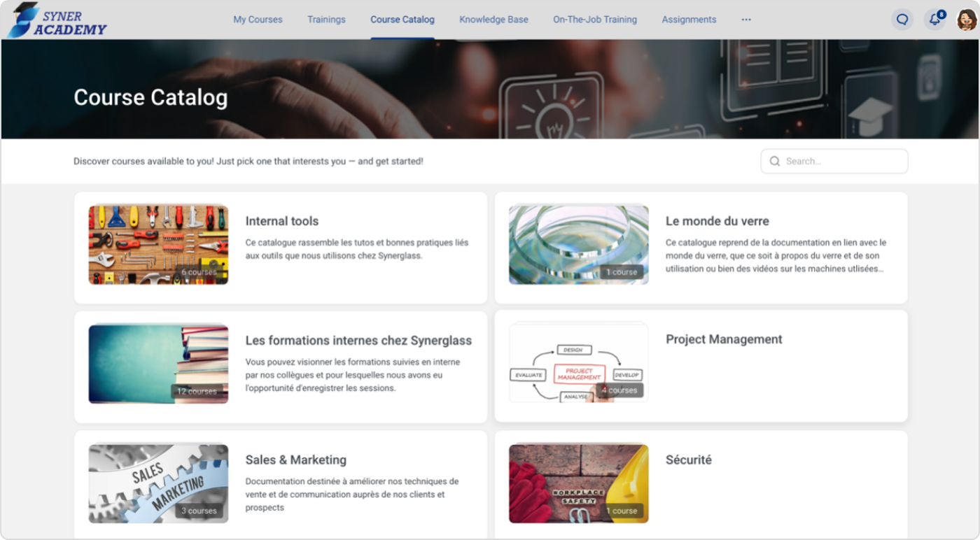 L'exemple de Synerglass-Soft L'exemple de formation en entreprise